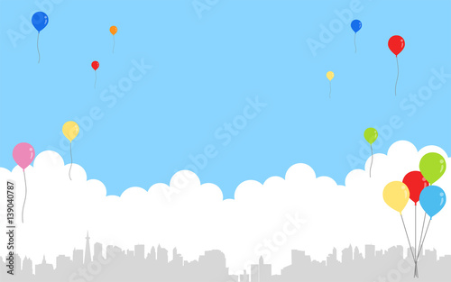 青空と風船 　住宅街