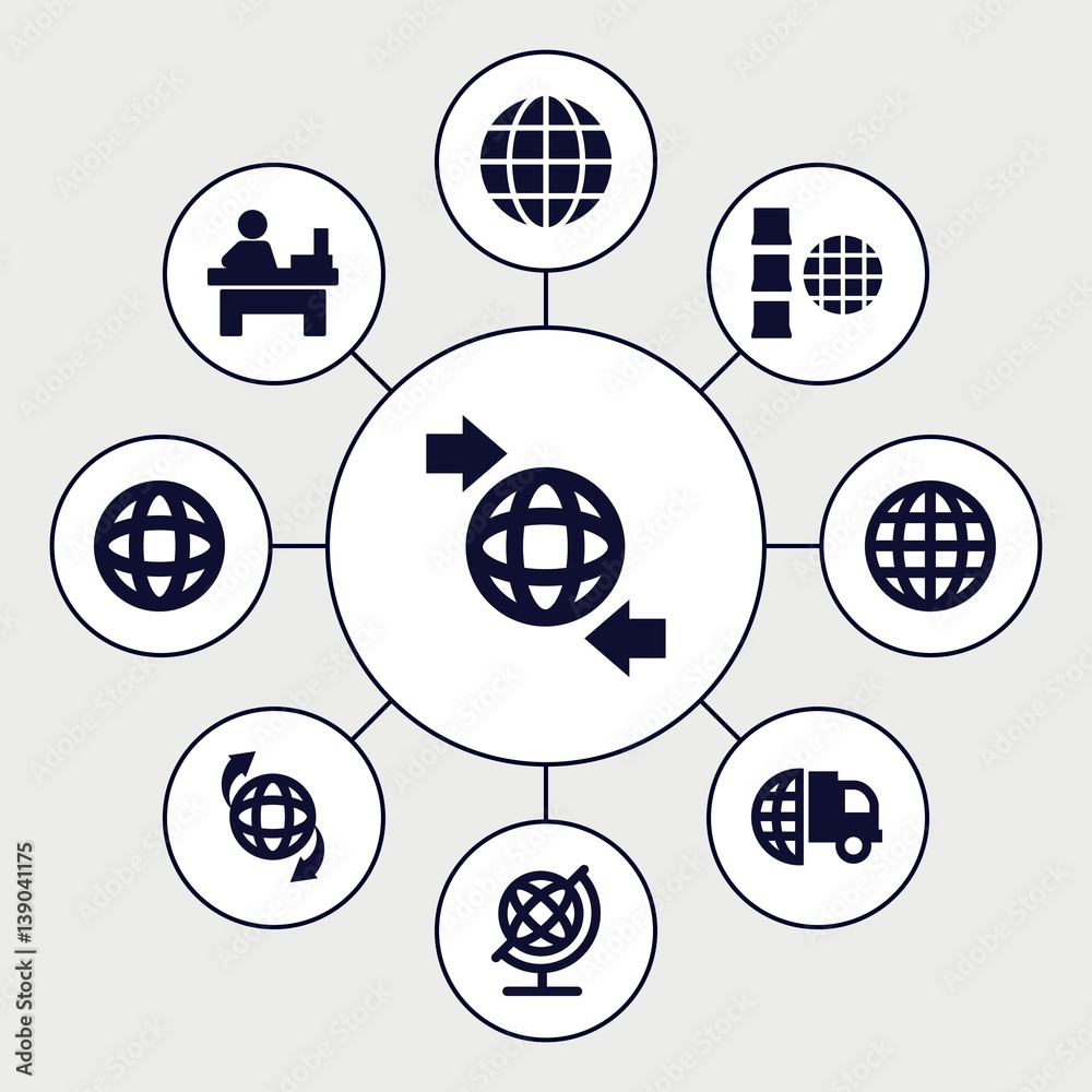 Set of 9 around filled icons Set of 9 around filled icons