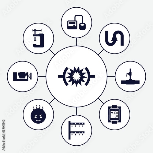 Set of 9 pressure filled icons