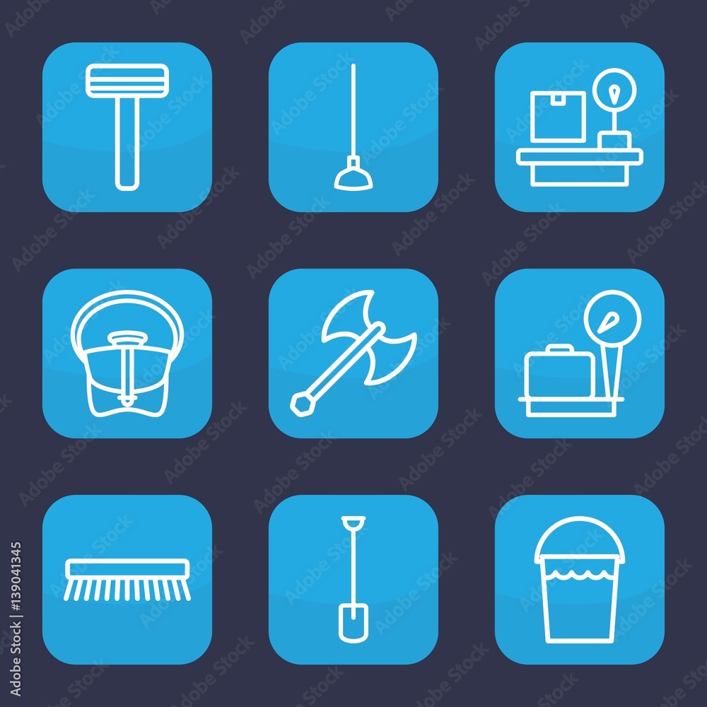 Set of 9 outline handle icons Set of 9 outline handle icons