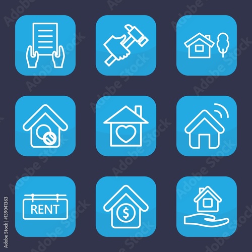 Set of 9 outline property icons