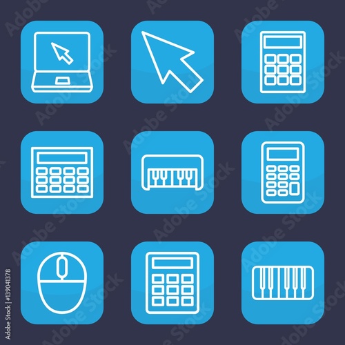 Set of 9 outline keyboard icons