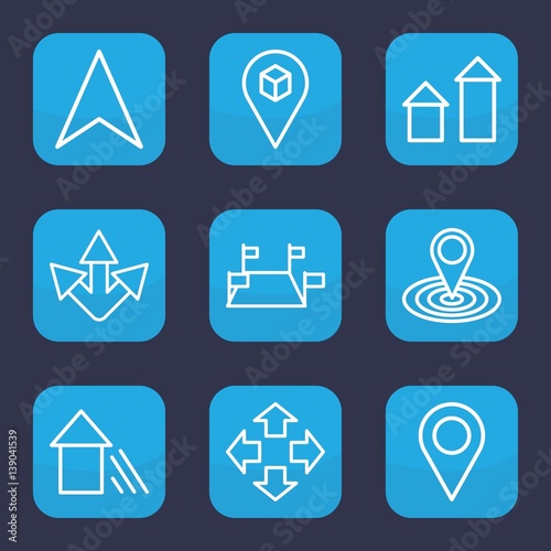 Set of 9 outline direction icons
