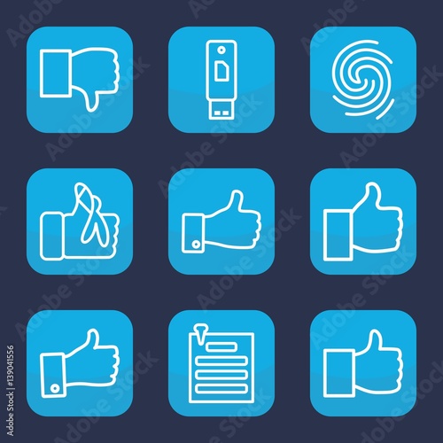 Set of 9 outline thumb icons