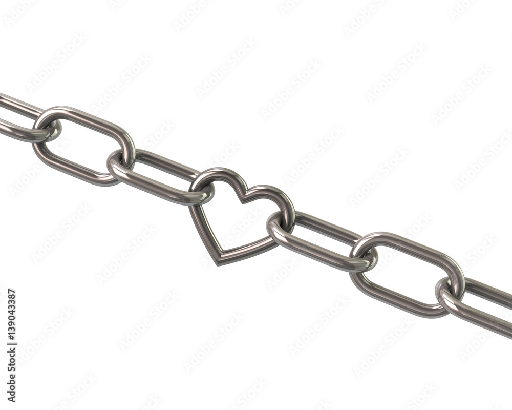Obraz premium Chain with heart link 3d rendering