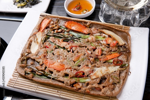 korean style seafood pancake plate