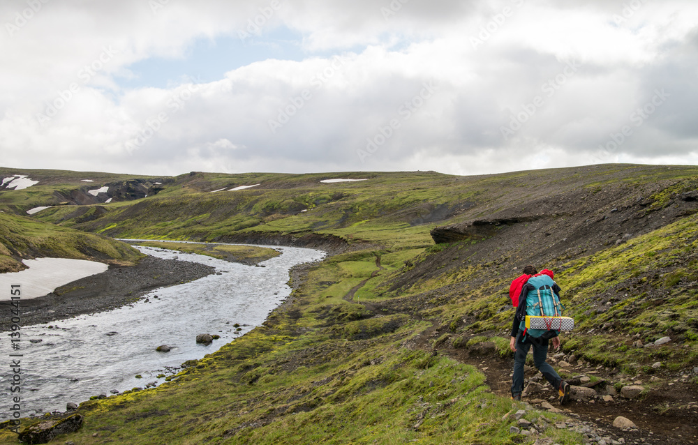Scenic Fimmvorduhals hike in Iceland