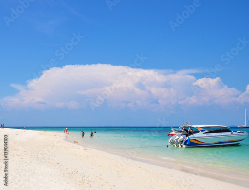 Wallpaper Mural Speedboat  on sea beach and blue sky at Phuket Thailand, beautiful beach, summer concept, sea and sand, traveling, Torontodigital.ca