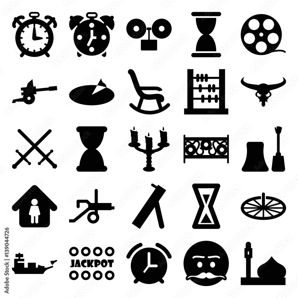 Set of 25 old filled icons