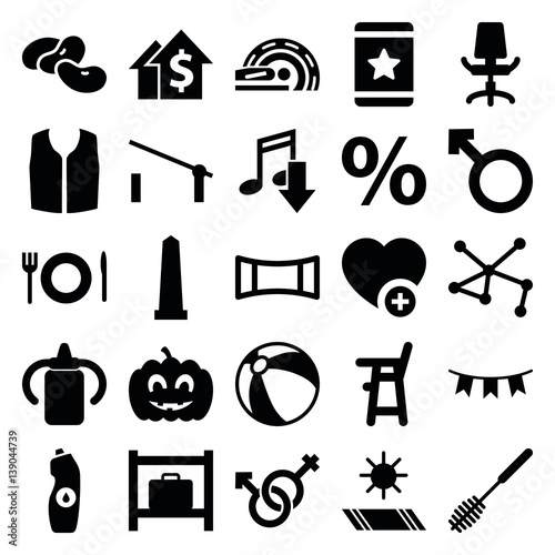Set of 25 blue filled icons
