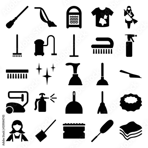 Set of 25 cleaner filled icons