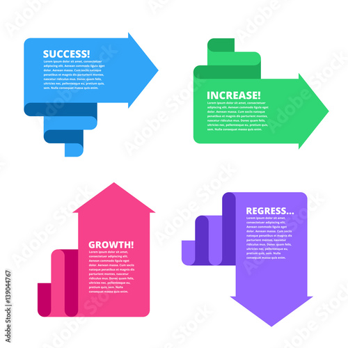 Decline, growth, success, recession business flat concept illustration. Graphs depict increase and decrease business. Vector template element for infographic, web, presentation, social networks.