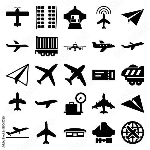 Set of 25 plane filled icons © HN Works