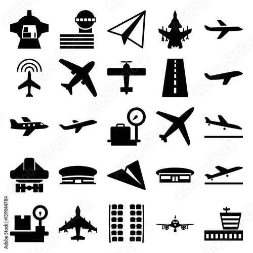 Set of 25 airplane filled icons © HN Works