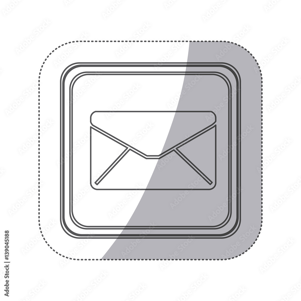 sticker monochrome silhouette square button with blank paper envelopes vector illustration sticker monochrome silhouette square button with blank paper envelopes vector illustration