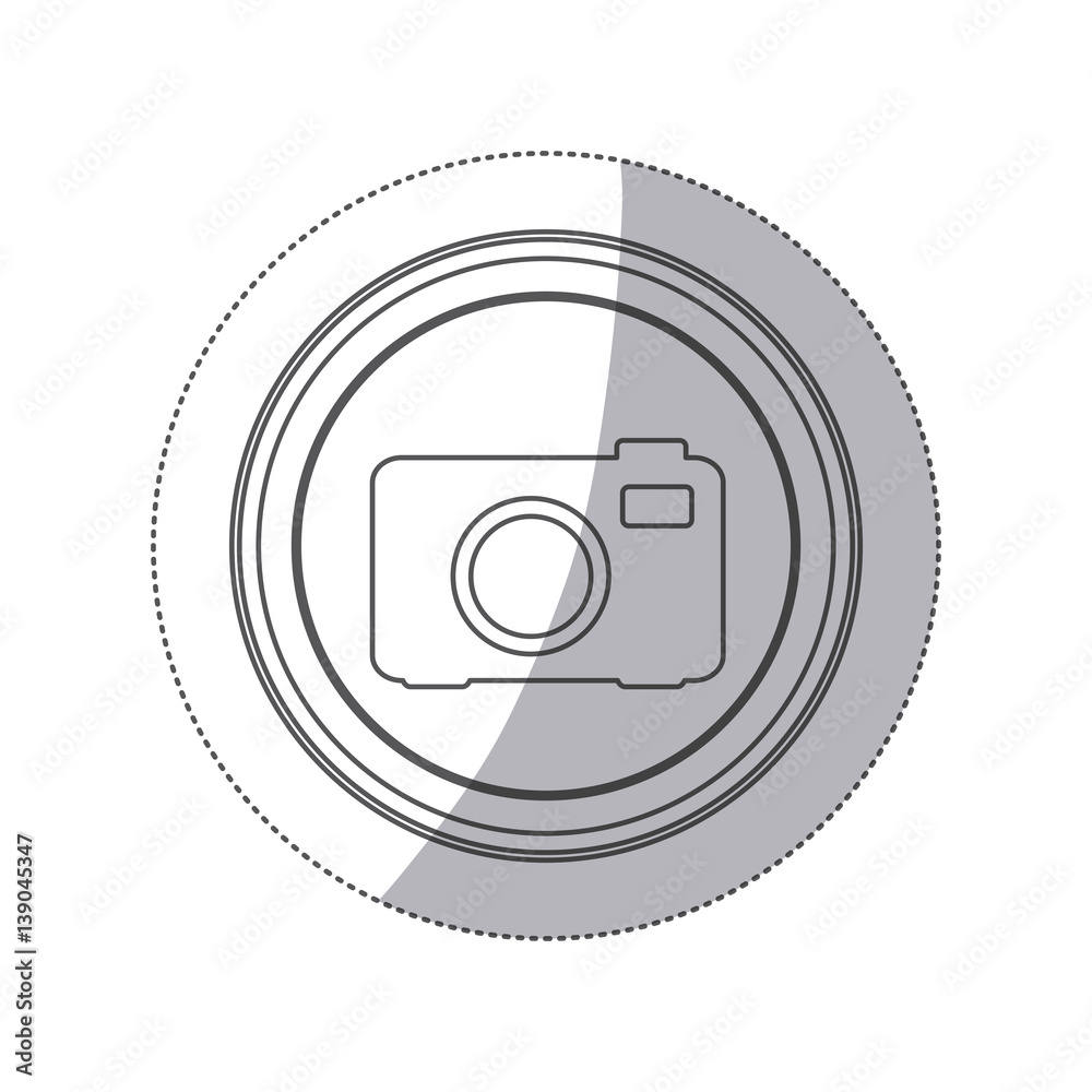 sticker monochrome silhouette circular button with analog camera vector ...