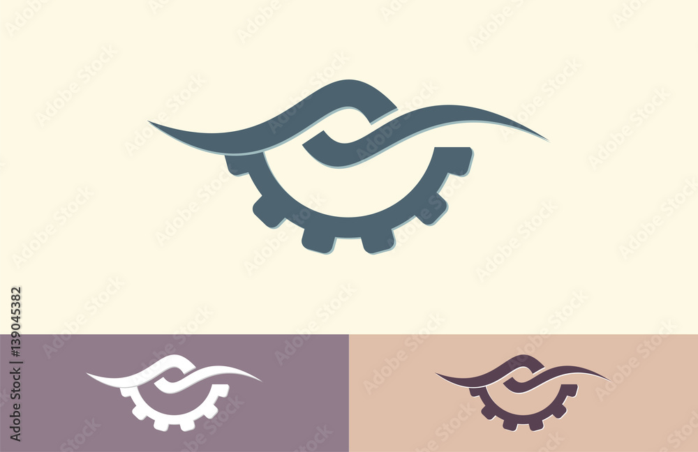 Obraz premium line wave gear logo