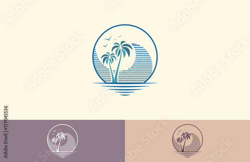 wave beach holiday logo