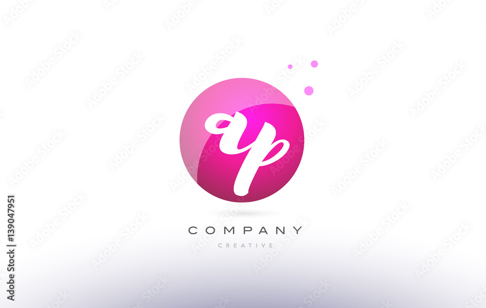 ap a p sphere pink 3d hand written alphabet letter logo ap a p sphere pink 3d hand written alphabet letter logo