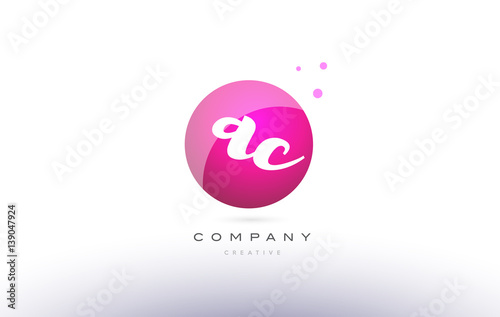ac a c  sphere pink 3d hand written alphabet letter logo