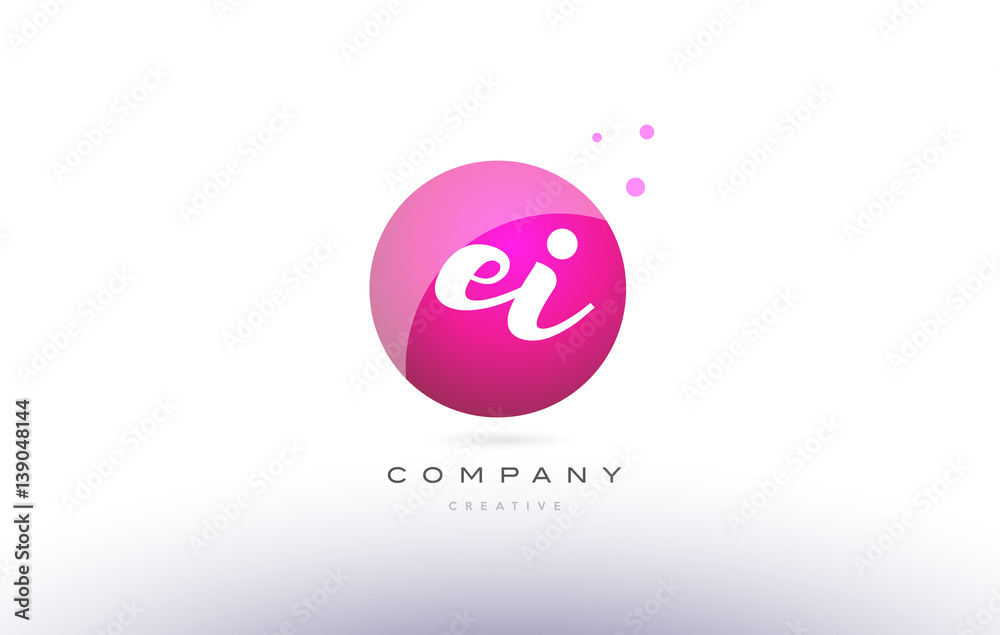 ei e i sphere pink 3d hand written alphabet letter logo ei e i sphere pink 3d hand written alphabet letter logo