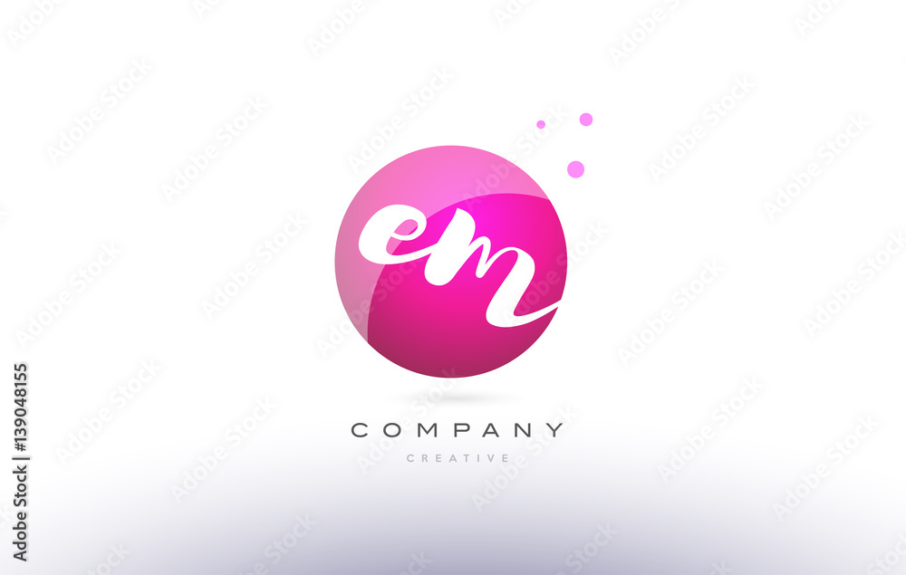 em e m sphere pink 3d hand written alphabet letter logo em e m sphere pink 3d hand written alphabet letter logo
