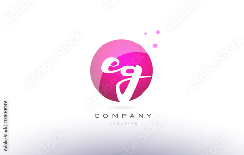eg e g  sphere pink 3d hand written alphabet letter logo