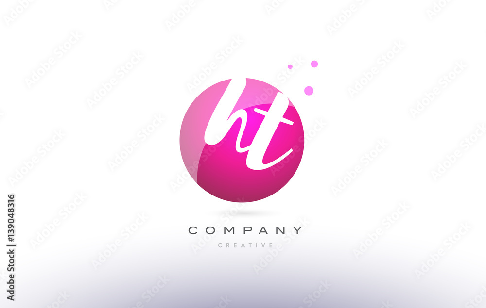 ht h t sphere pink 3d hand written alphabet letter logo ht h t sphere pink 3d hand written alphabet letter logo