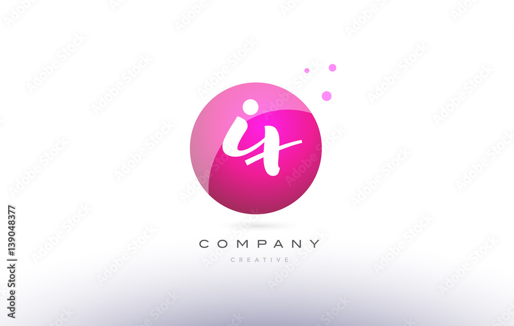 ix i x sphere pink 3d hand written alphabet letter logo ix i x sphere pink 3d hand written alphabet letter logo