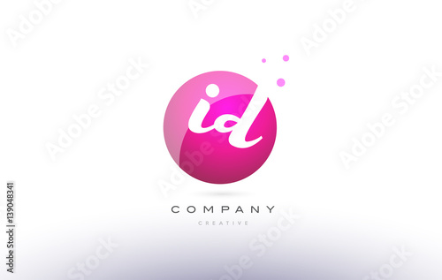 id i d  sphere pink 3d hand written alphabet letter logo