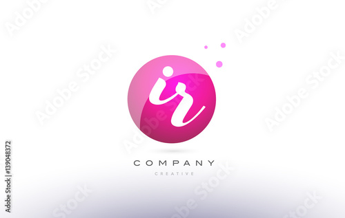ir i r  sphere pink 3d hand written alphabet letter logo