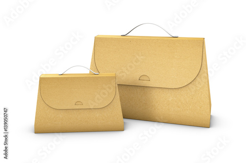 3d Illustration empty cardboard bag isolated on white background