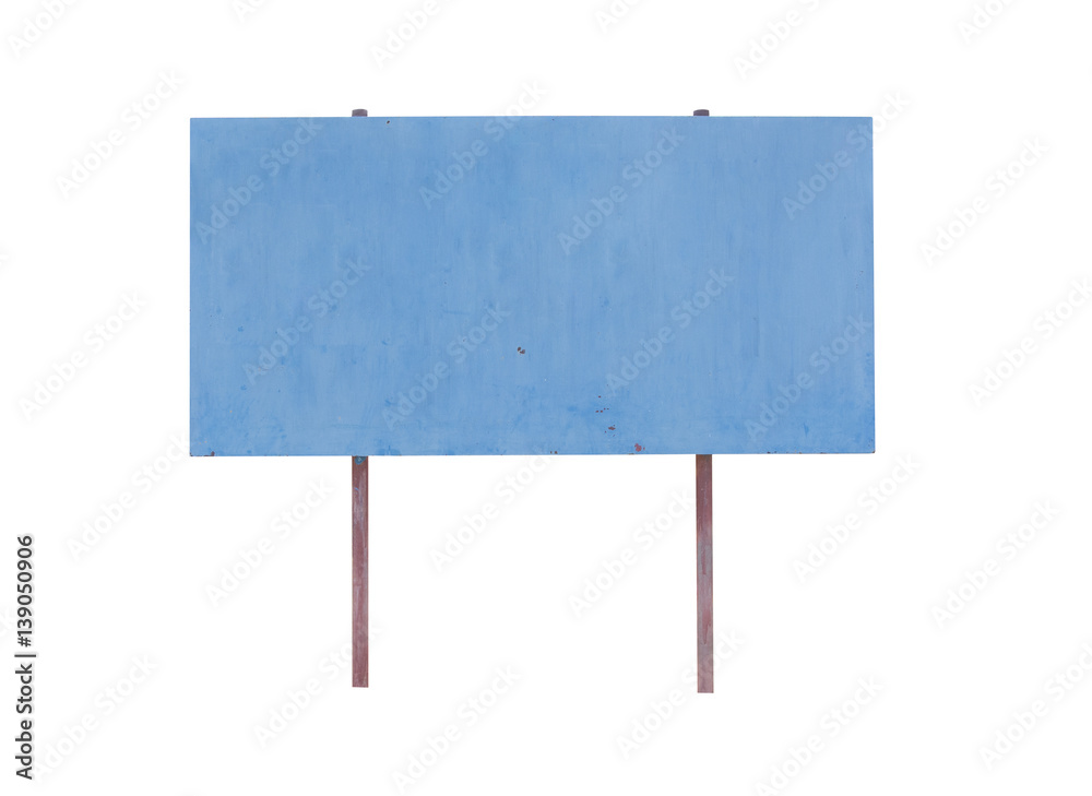 Fototapeta premium Blue signboard isolated on white