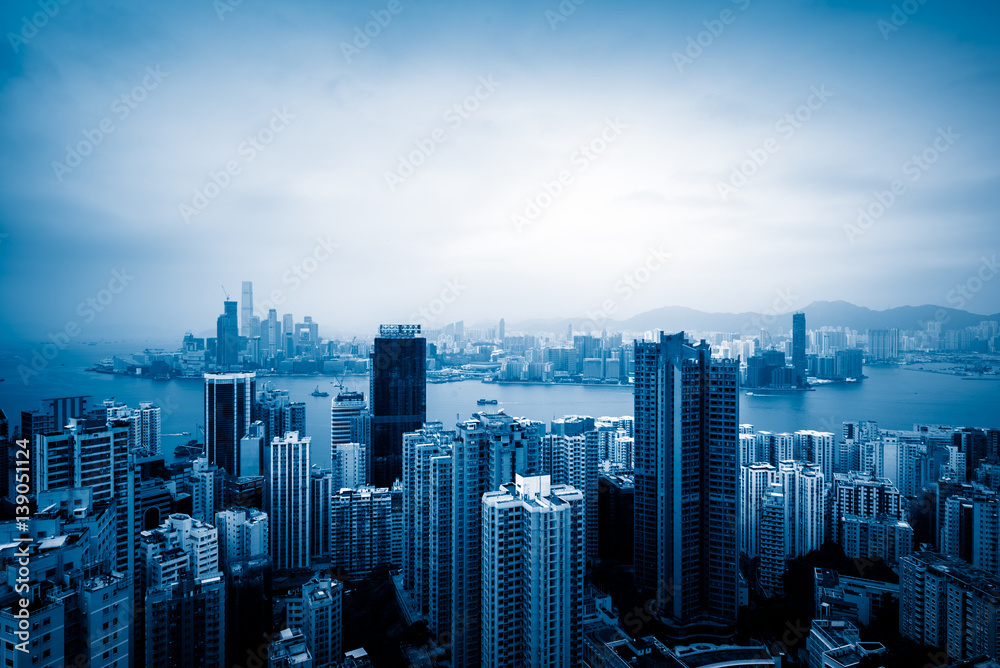 Obraz premium aerial view of Hong Kong apartment block in China.