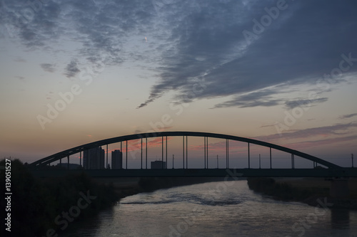 Railway bridge and beautiful sunrise 