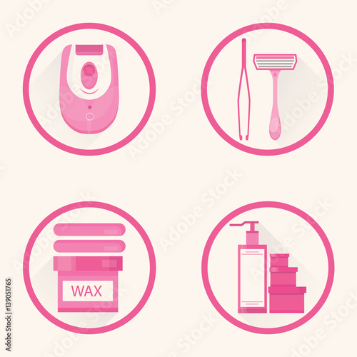 Modern vector illustration of different methods of hair removal. Types of epilation.