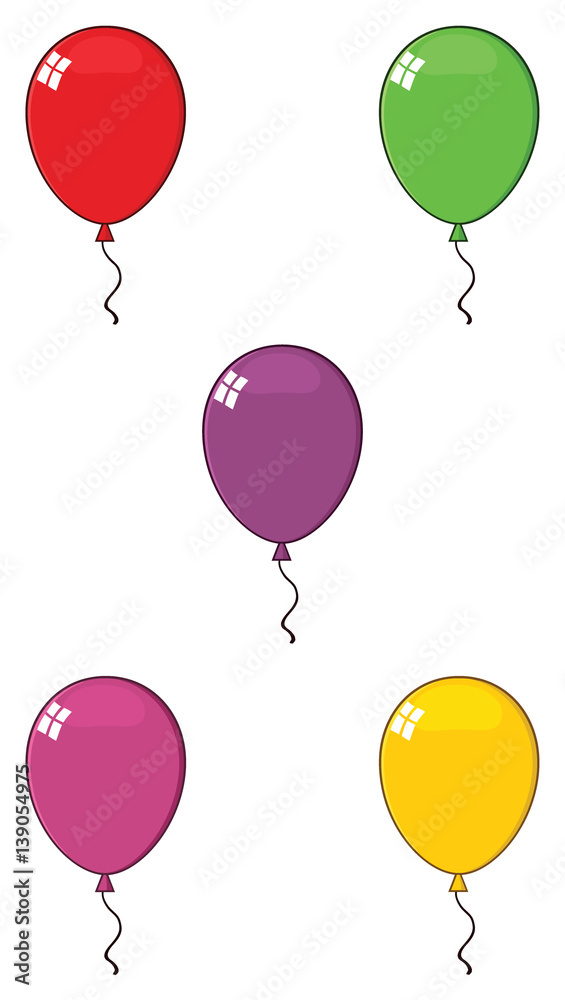 Colorful Balloons 01. Collection Set Isolated On White Background