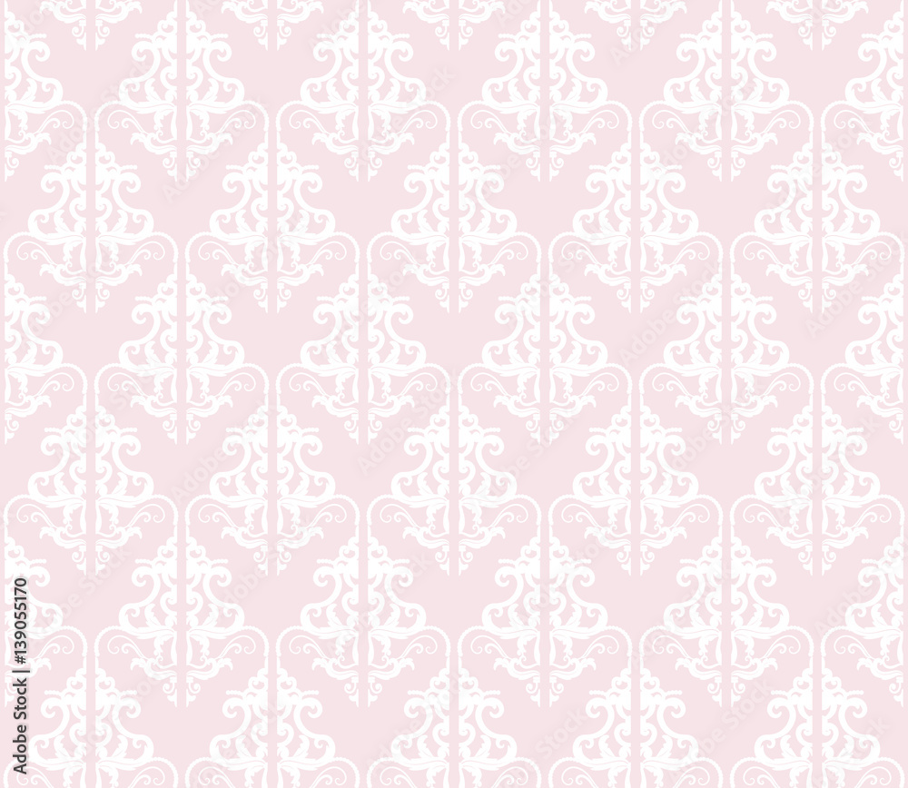 Damask seamless pattern background. Pastel pink and white. Vintage. For wedding design. Damask seamless pattern background. Pastel pink and white. Vintage. For wedding design.