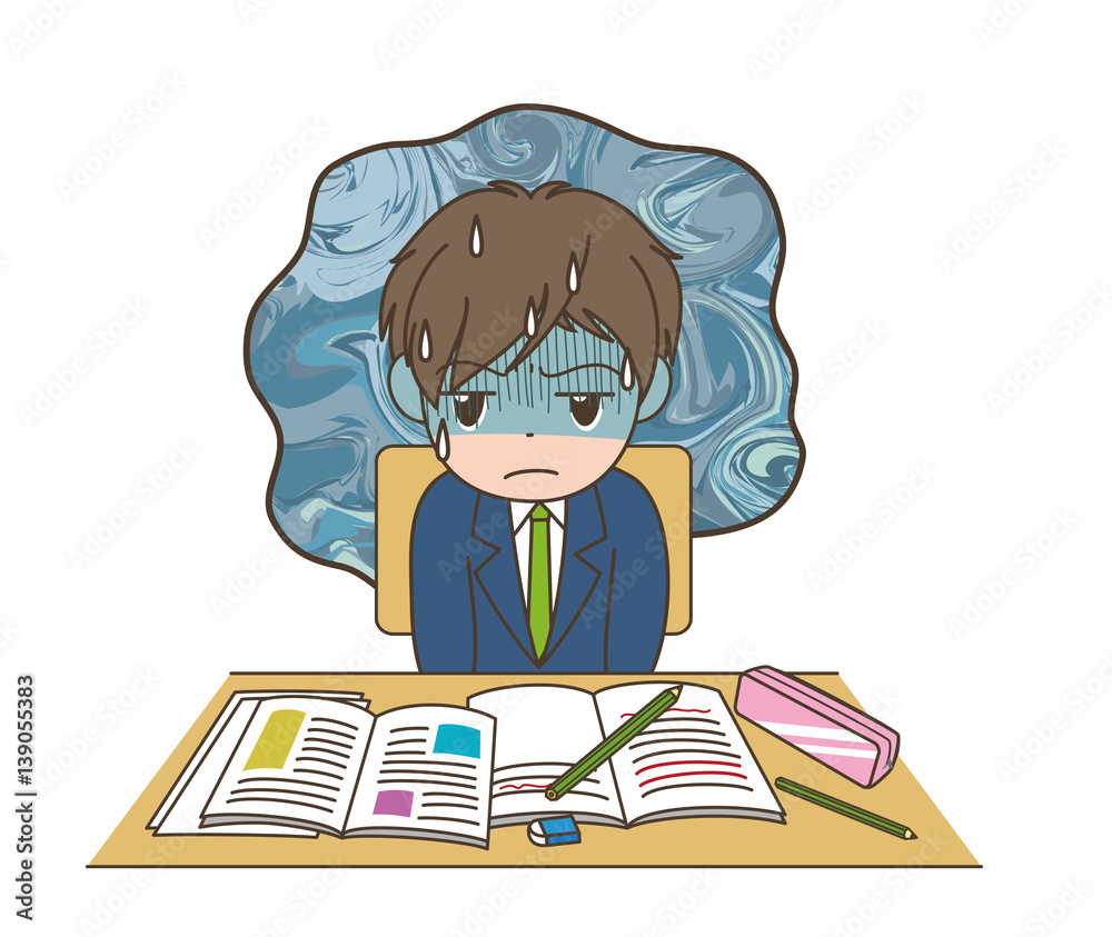 落ち込む男子生徒 落ち込む男子生徒