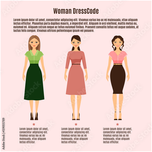Woman Dress Code infographic on pink