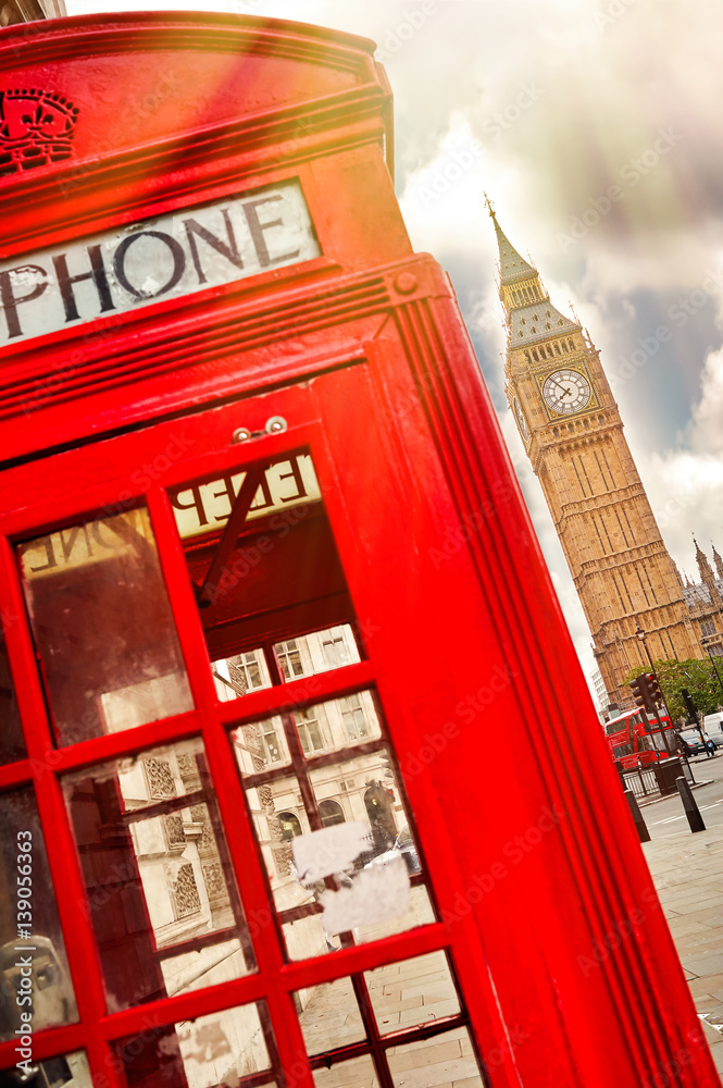 Red phone box in London, United Kingdom, Red phone box in London, United Kingdom,
