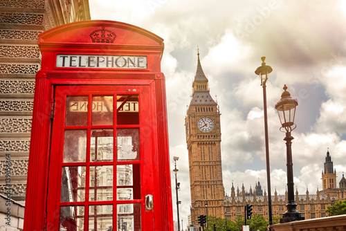 Red phone box in London  United Kingdom 