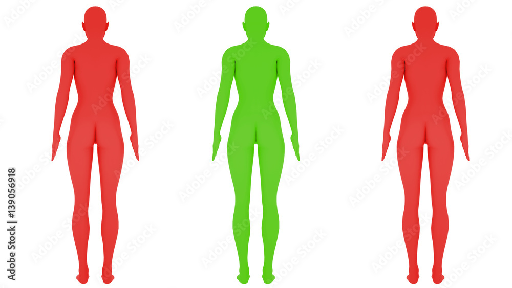 Different colored digital womans, isolated on white background, 3 d render Different colored digital womans, isolated on white background, 3 d render