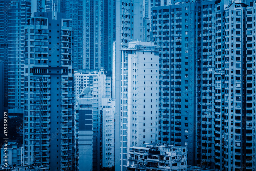 Obraz premium aerial view of Hong Kong apartment block in China.