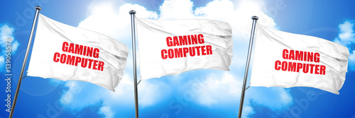 gaming computer, 3D rendering, triple flags