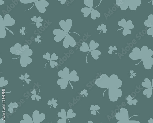 St Patrick s Day background with three leaves clover. Different shades of green color. The Symbol Of Ireland. The Irish pattern. Vector seamless backdrop