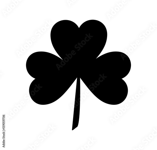 Silhouettes of three leaf clover in flat style. Vector icon