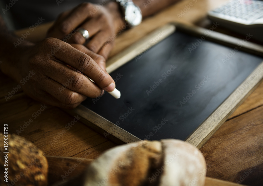 Hands writing blackboard copyspace Hands writing blackboard copyspace