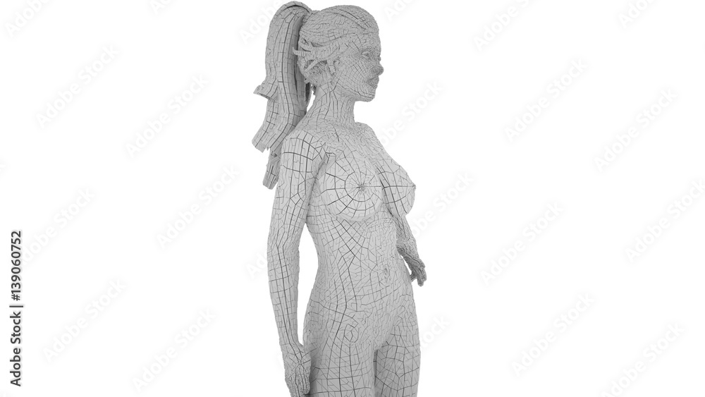 Obraz premium Digital mannequin woman isolated on white background, 3 d render