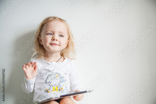 iPads little girl with white background human